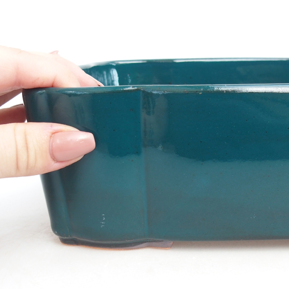 Ceramic bonsai bowl 21 x 18 x 7 cm, green