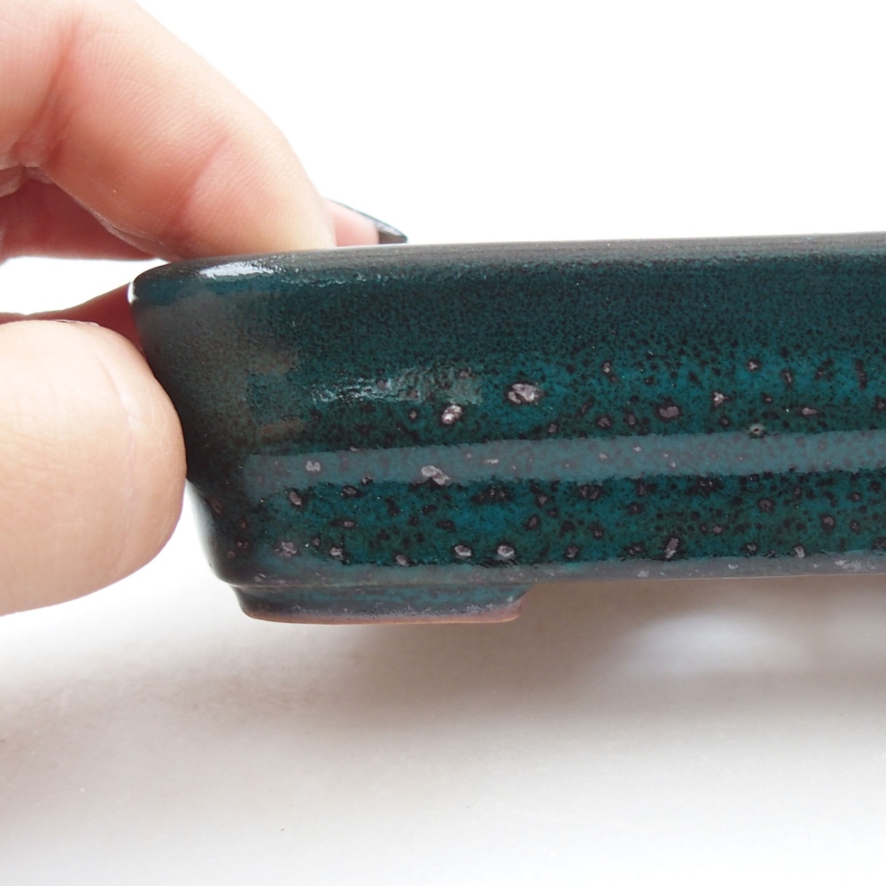 Ceramic bonsai bowl 11 x 8,5 x 3 cm, color green