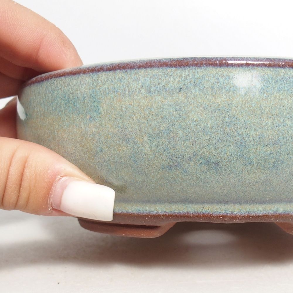 Ceramic bonsai bowl 14,5 x 14,5 x 5 cm, green
