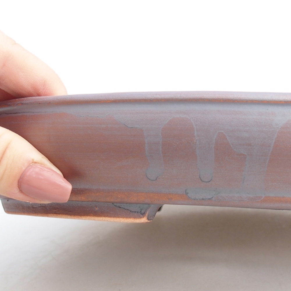 Ceramic bonsai bowl 24,5 x 20 x 4 cm, metal colour