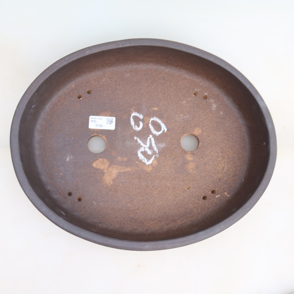 Ceramic bonsai pot, 38 x 30.5 x 7.5 cm, brown