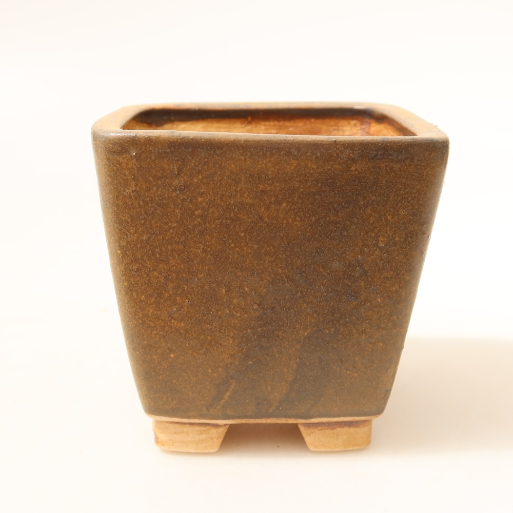 Ceramic bonsai bowl 7,5 x 7,5 x 7,5 cm, brown