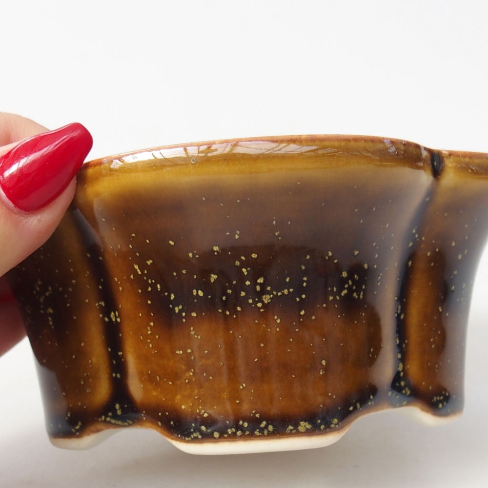 Ceramic bonsai bowl 12,5 x 10 x 5,5 cm, yellow