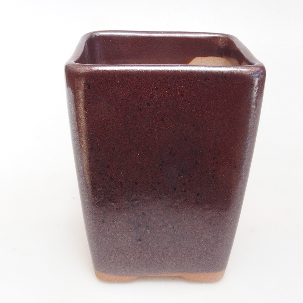 Ceramic bonsai bowl 8,5 x 8,5 x 11 cm, color brown