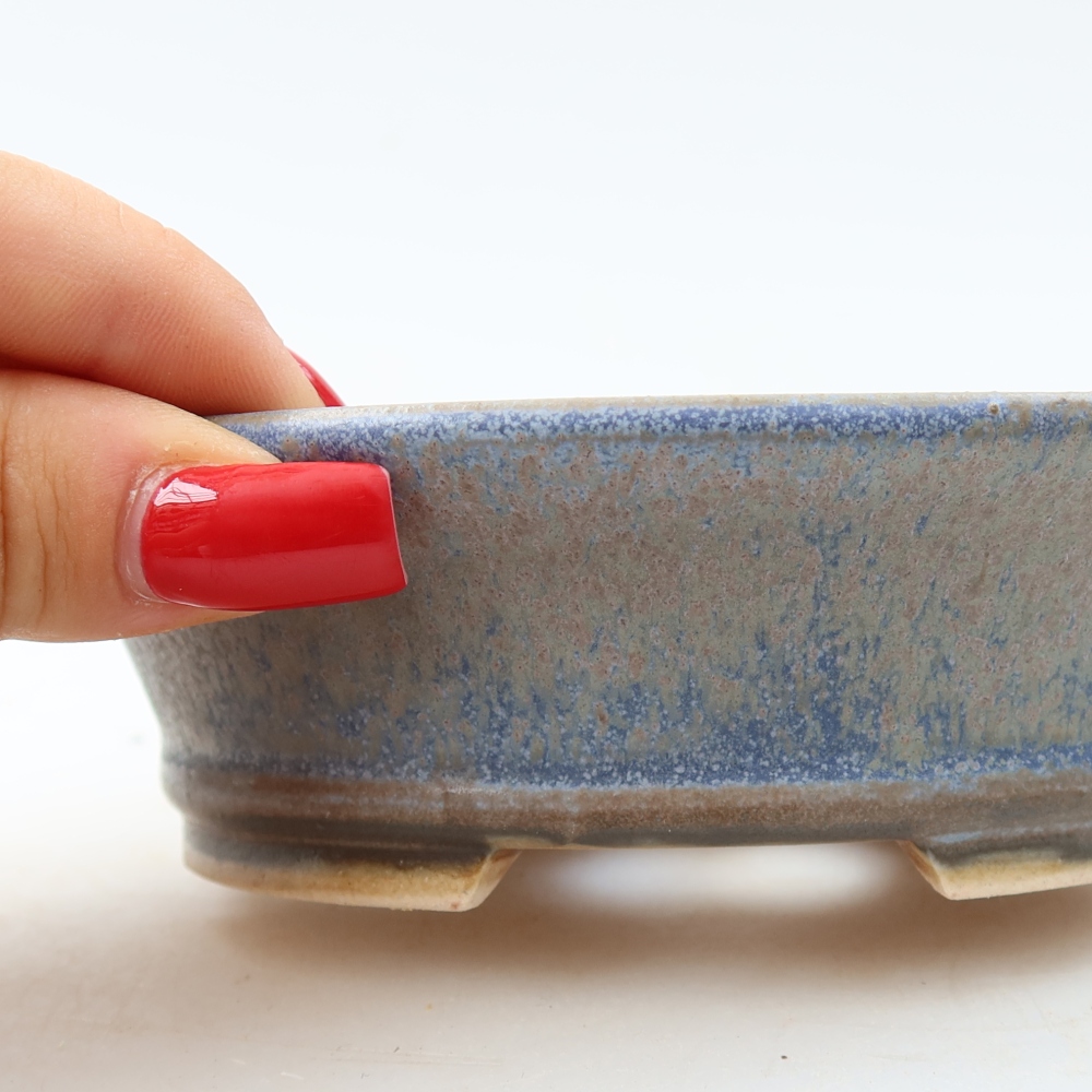 Ceramic bonsai pot, 13 x 11.5 x 4 cm, blue