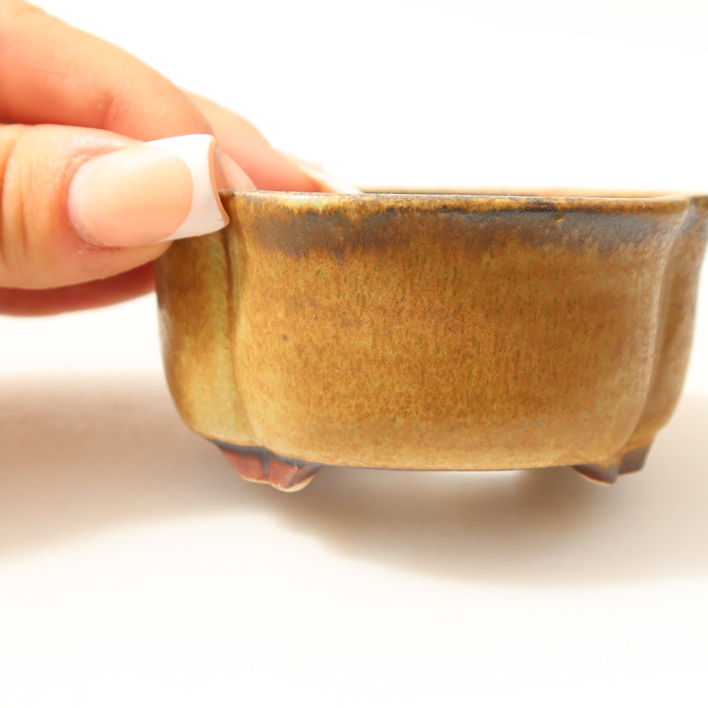 Ceramic bonsai pot, 8 x 7.5 x 3.5 cm, green