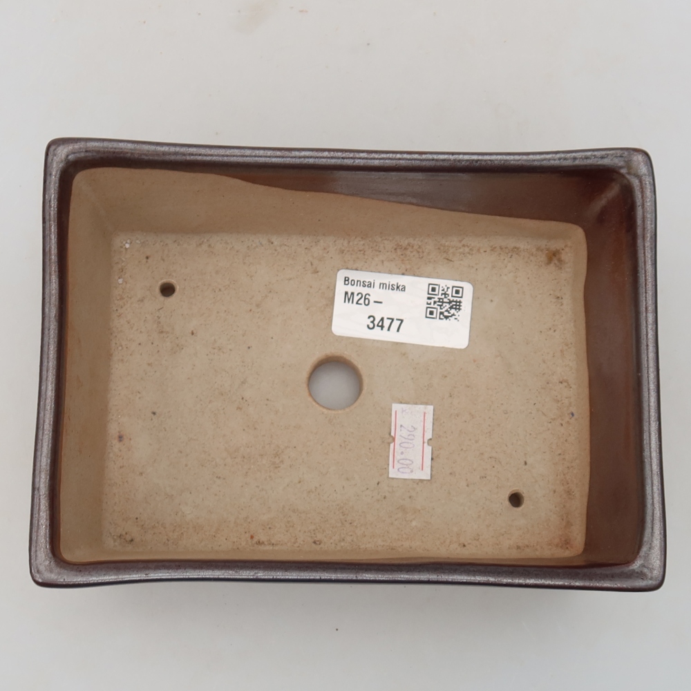 Ceramic bonsai pot, 16 x 11.5 x 5.5 cm, brown