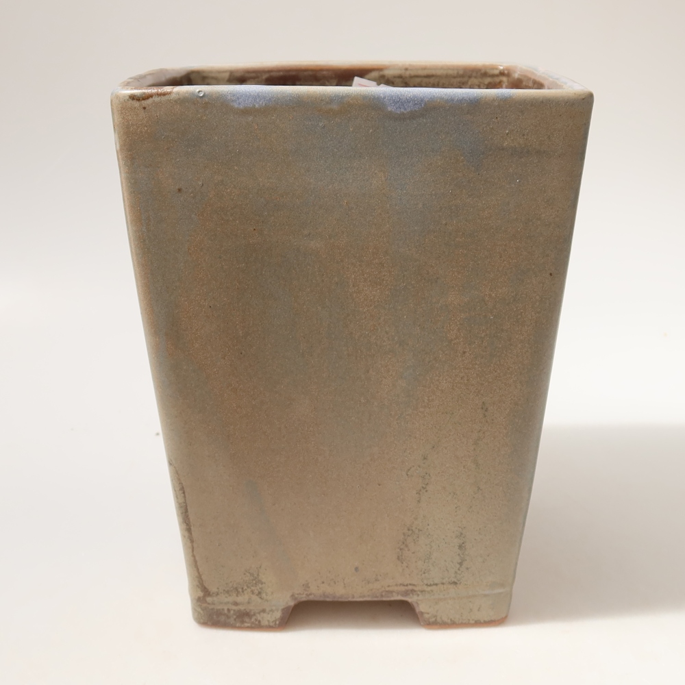 Ceramic bonsai pot, 15 x 15 x 19.5 cm, brown-blue