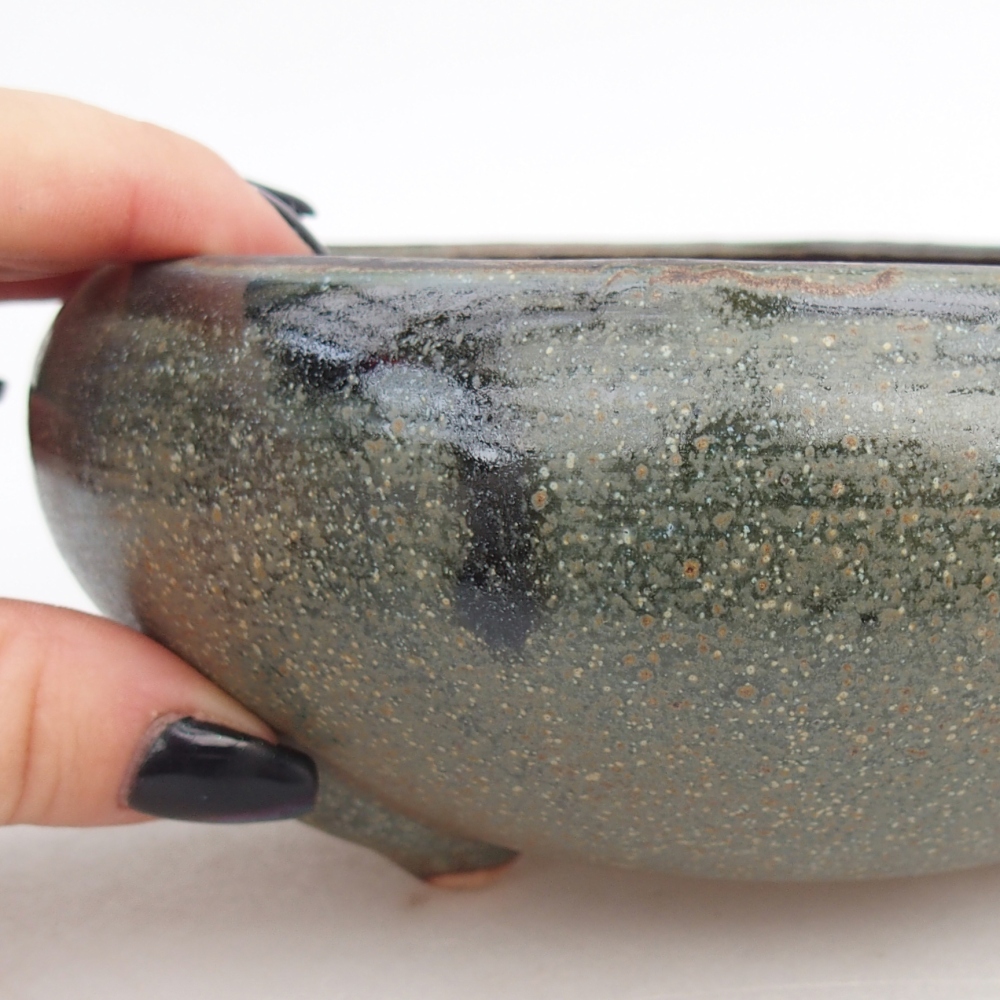 Ceramic bonsai bowl 15 x 15 x 7 cm, green