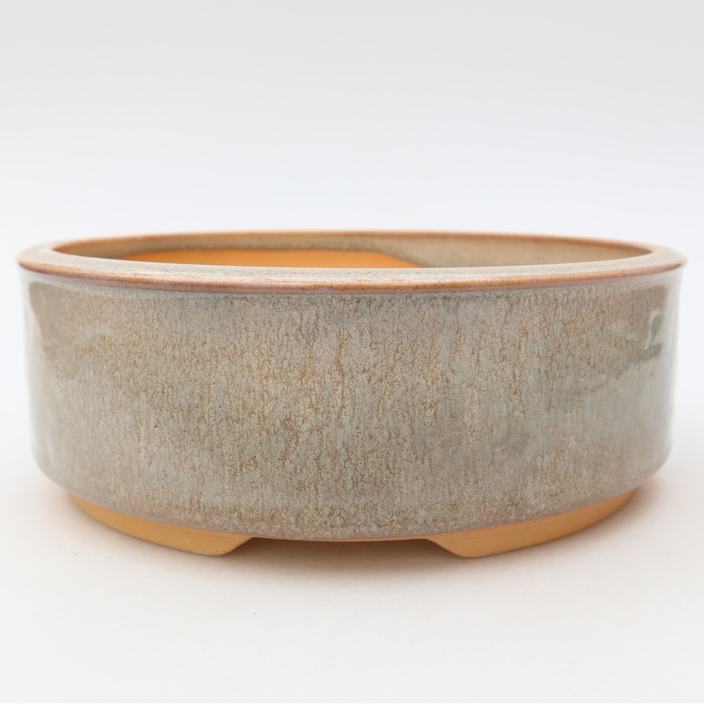 Ceramic bonsai pot, 19 x 19 x 6.5 cm, beige