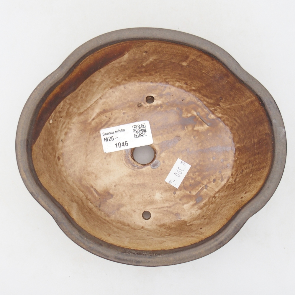 Ceramic bonsai bowl 18,5 x 17 x 6 cm, brown