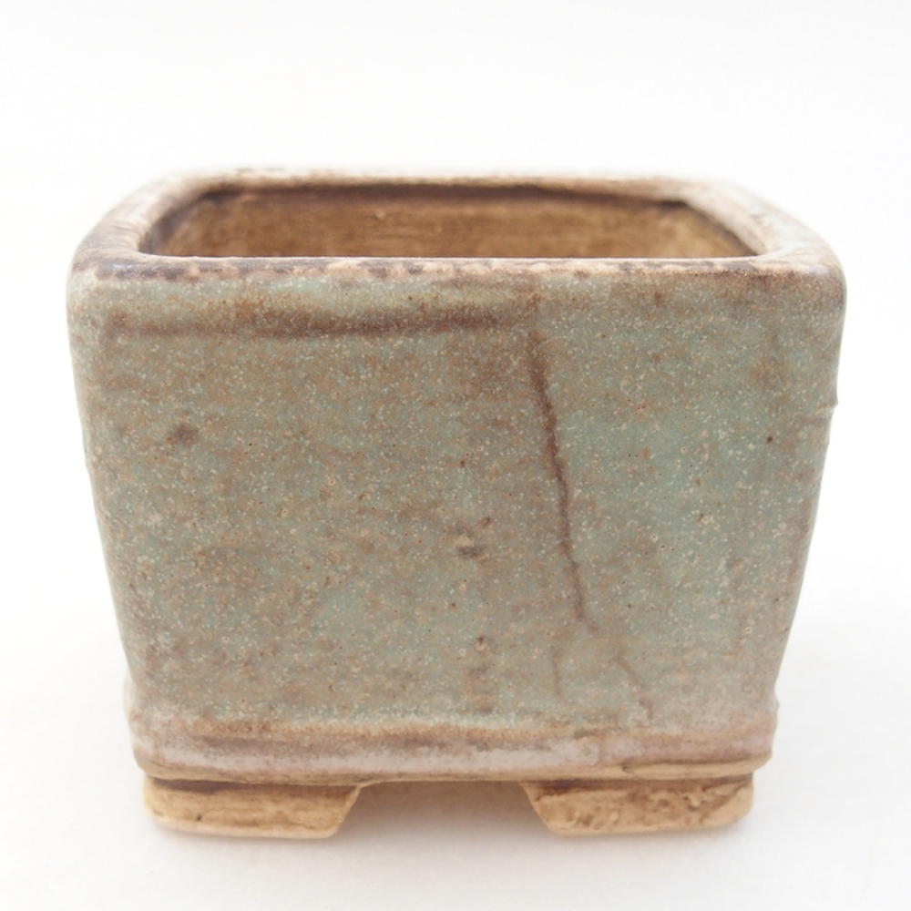 Ceramic bonsai bowl 6 x 6 x 4,5 cm, green color