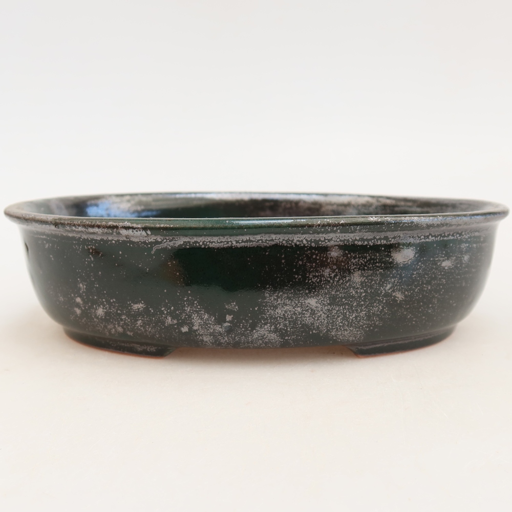 Ceramic bonsai pot, 19 x 14.5 x 5 cm, green