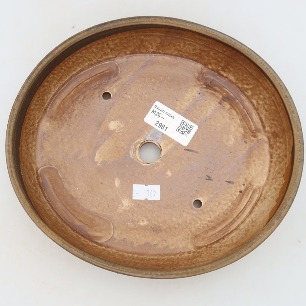Ceramic bonsai bowl 21 x 19 x 4,5 cm, brown
