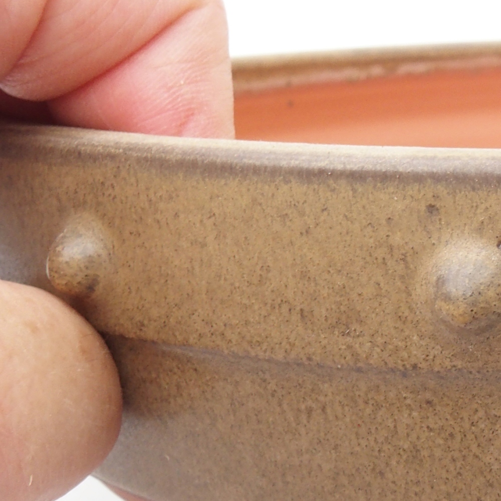 Ceramic bonsai bowl 21,5 x 21,5 x 4,5 cm, brown color
