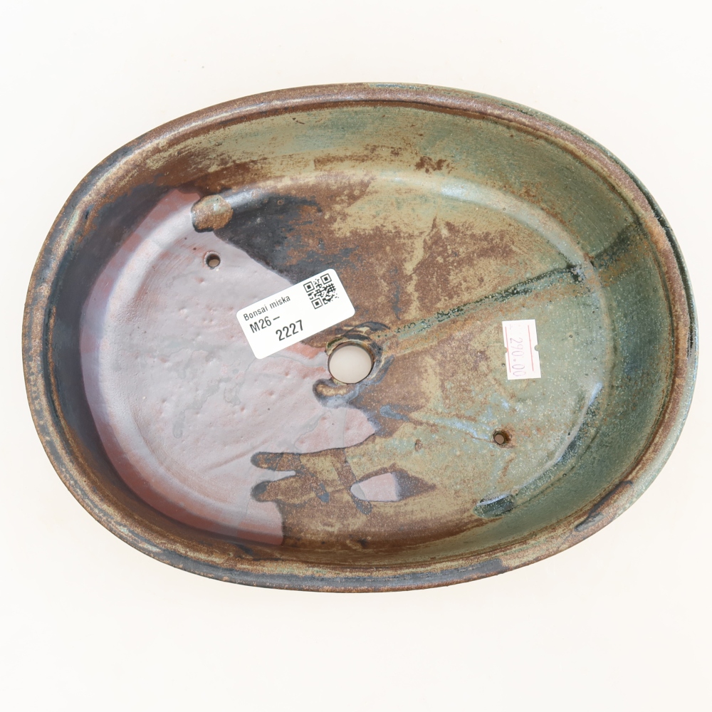 Ceramic bonsai bowl 22 x 17 x 5 cm, brown