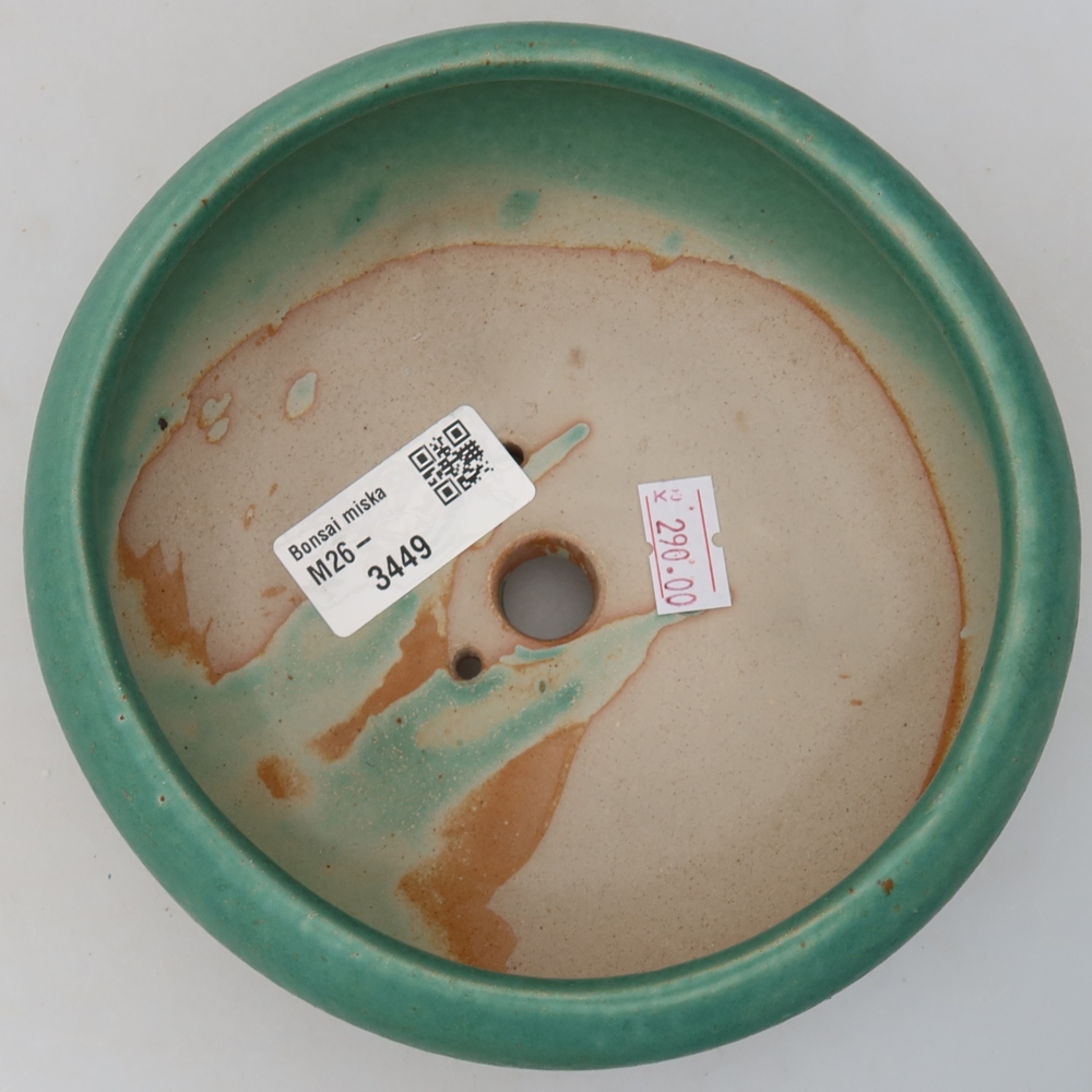 Ceramic bonsai pot, 15 x 15 x 6.5 cm, green