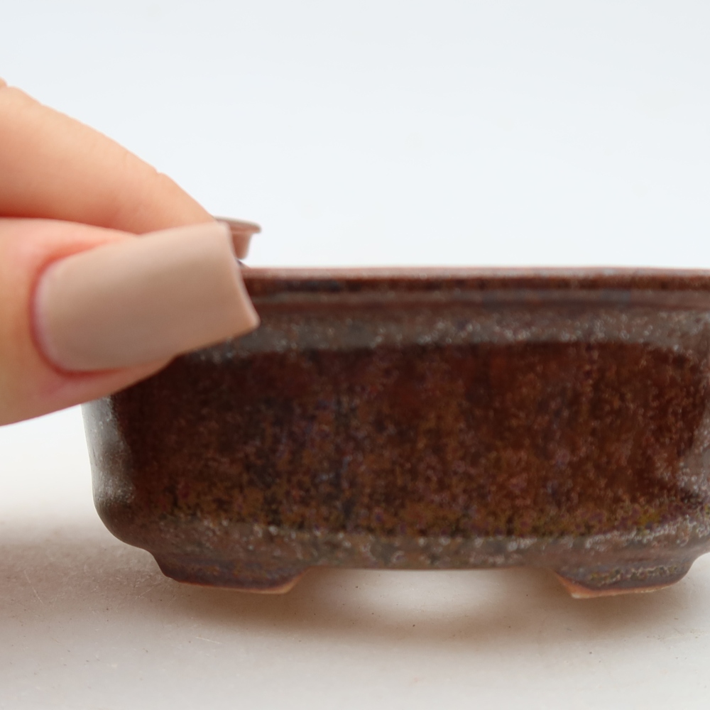 Ceramic bonsai pot, 9.5 x 6.5 x 3 cm, brown
