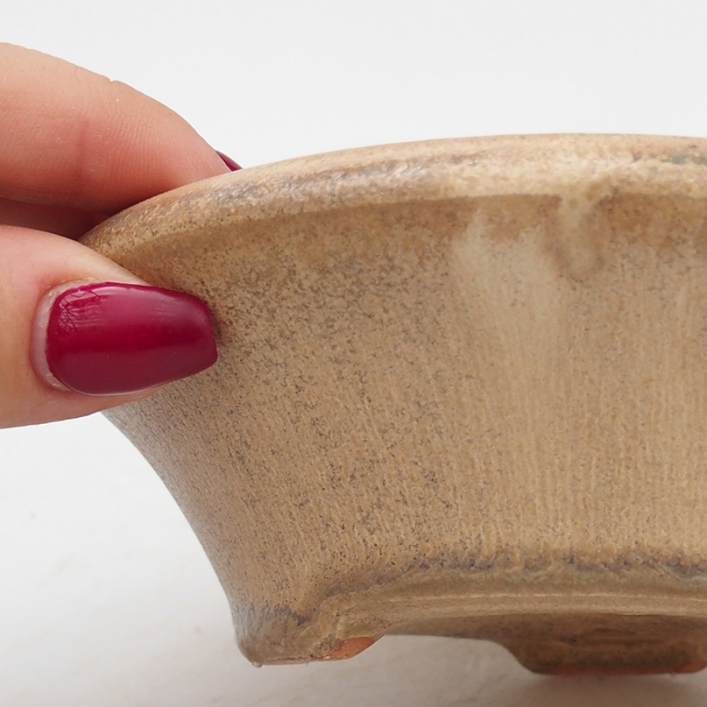 Ceramic bonsai bowl 13,5 x 13,5 x 4,5 cm, beige blue