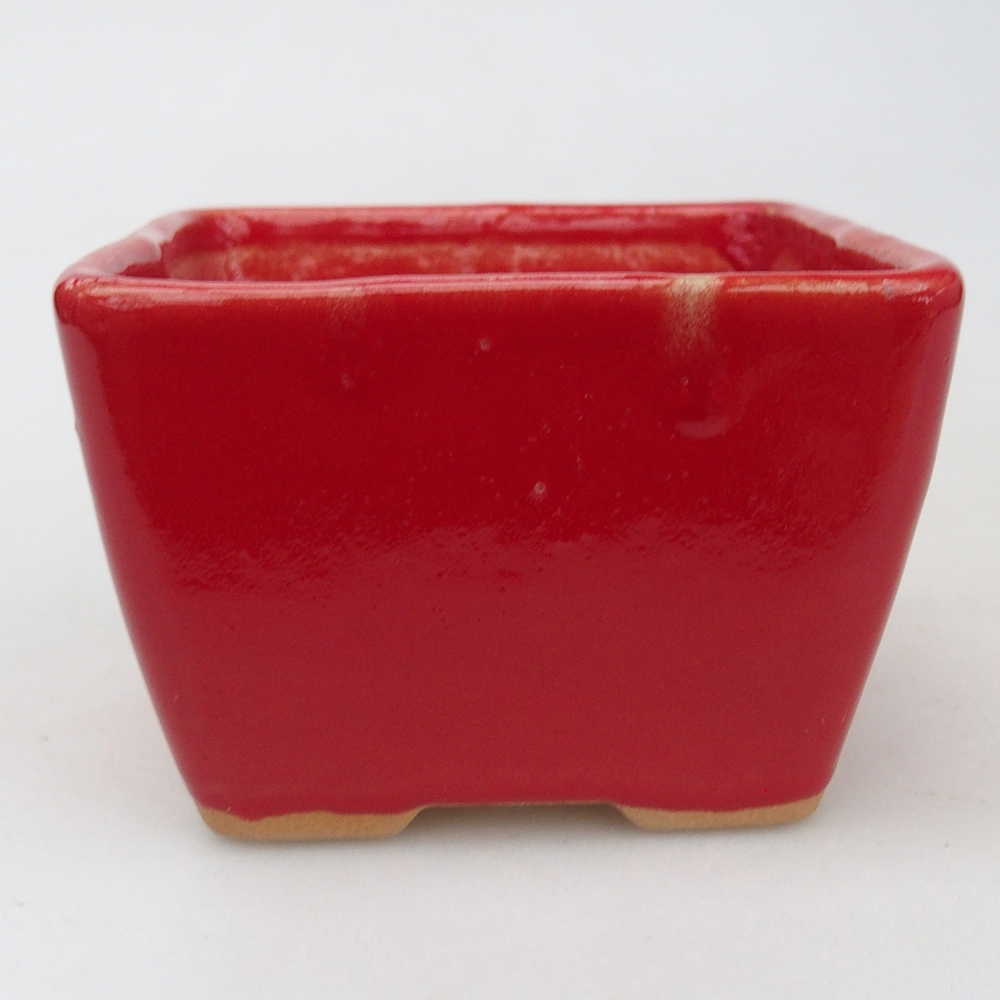 Ceramic bonsai bowl 8,5 x 8,5 x 6 cm, colour red