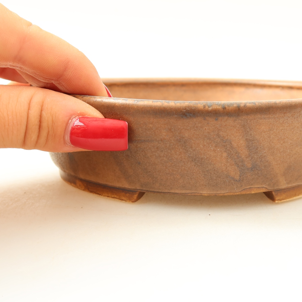 Ceramic bonsai pot, 15 x 14 x 4 cm, pink