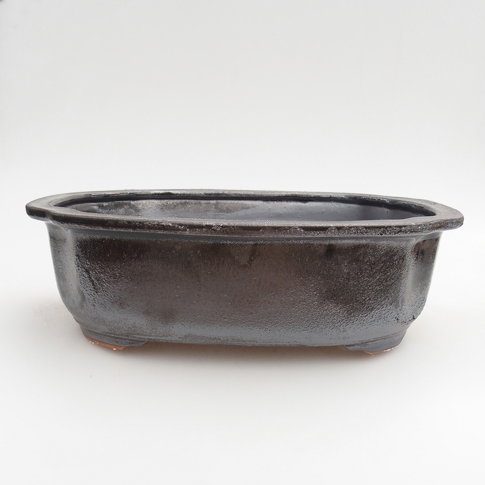 Ceramic bonsai bowl 24 x 19,5 x 7 cm, metal colour