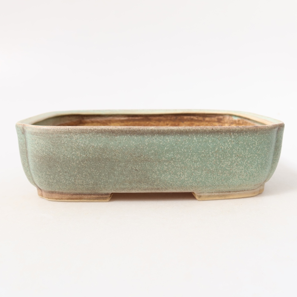 Ceramic bonsai bowl 17,5 x 14 x 5 cm, green