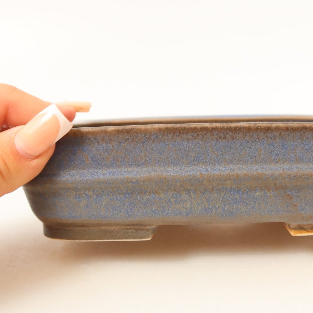 Ceramic bonsai pot, 17.5 x 13.5 x 4.5 cm, blue