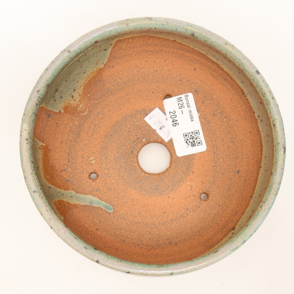 Ceramic bonsai pot, 14.5 x 14.5 x 5.5 cm, green