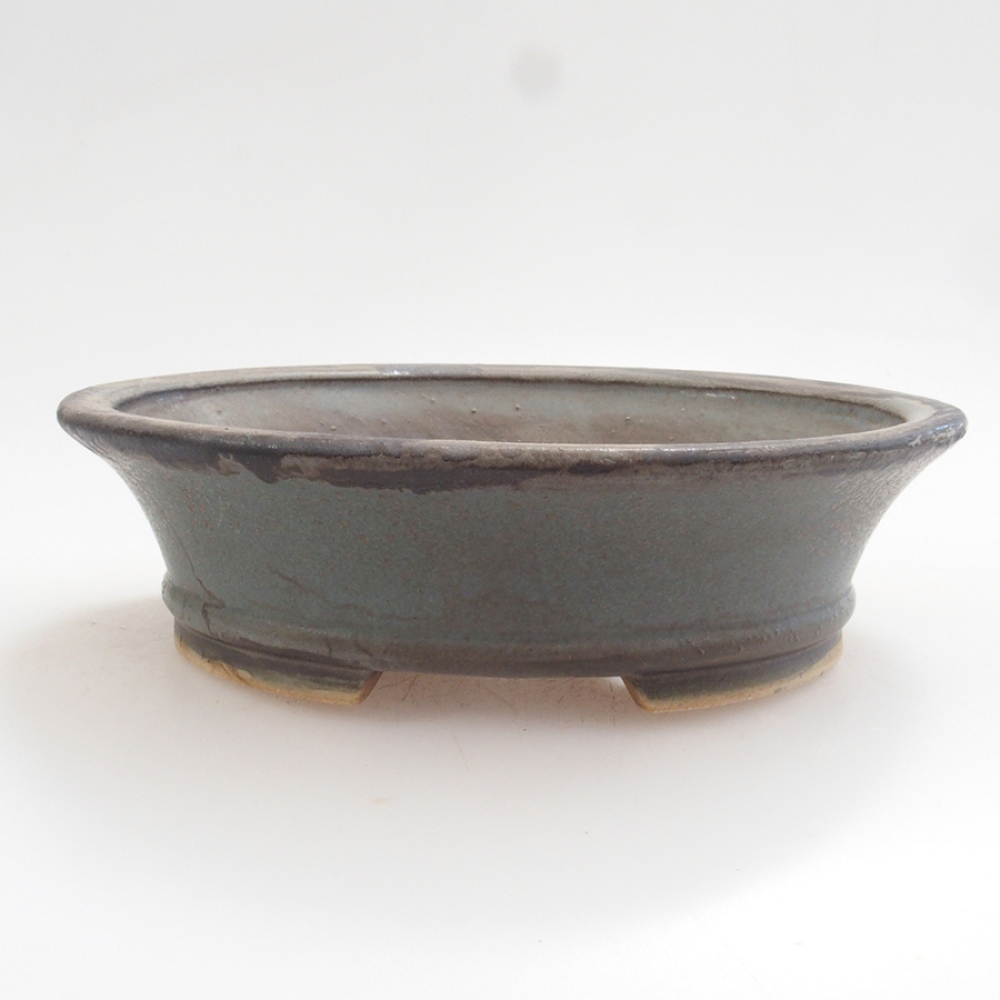 Ceramic bonsai bowl 13,,5 x 12 x 3,5 cm, color blue