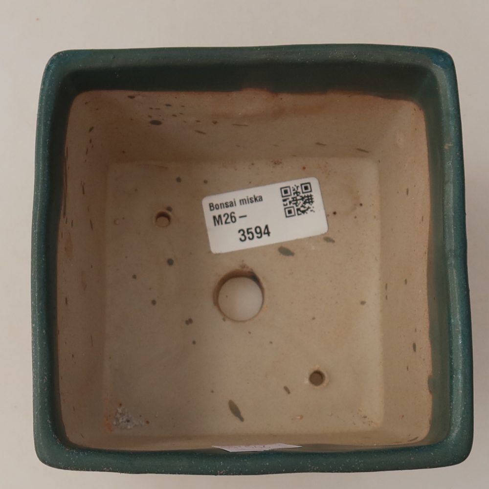Ceramic bonsai pot, 11.5 x 11.5 x 9 cm, blue