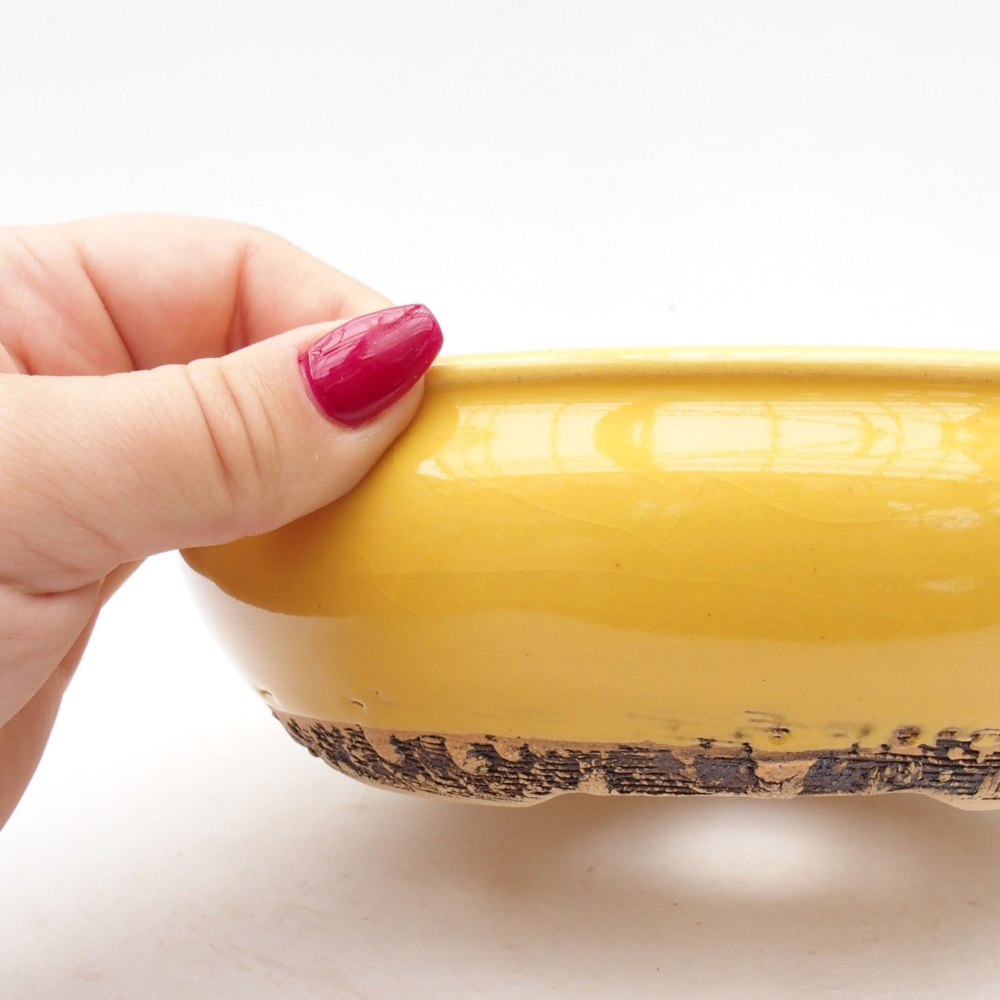 Ceramic bonsai bowl 18 x 18 x 5,5 cm, color yellow