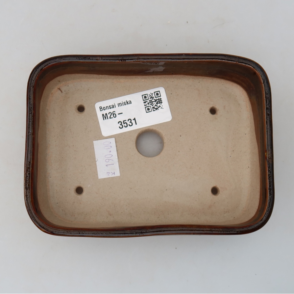 Ceramic bonsai pot, 12.5 x 9 x 3.5 cm, brown
