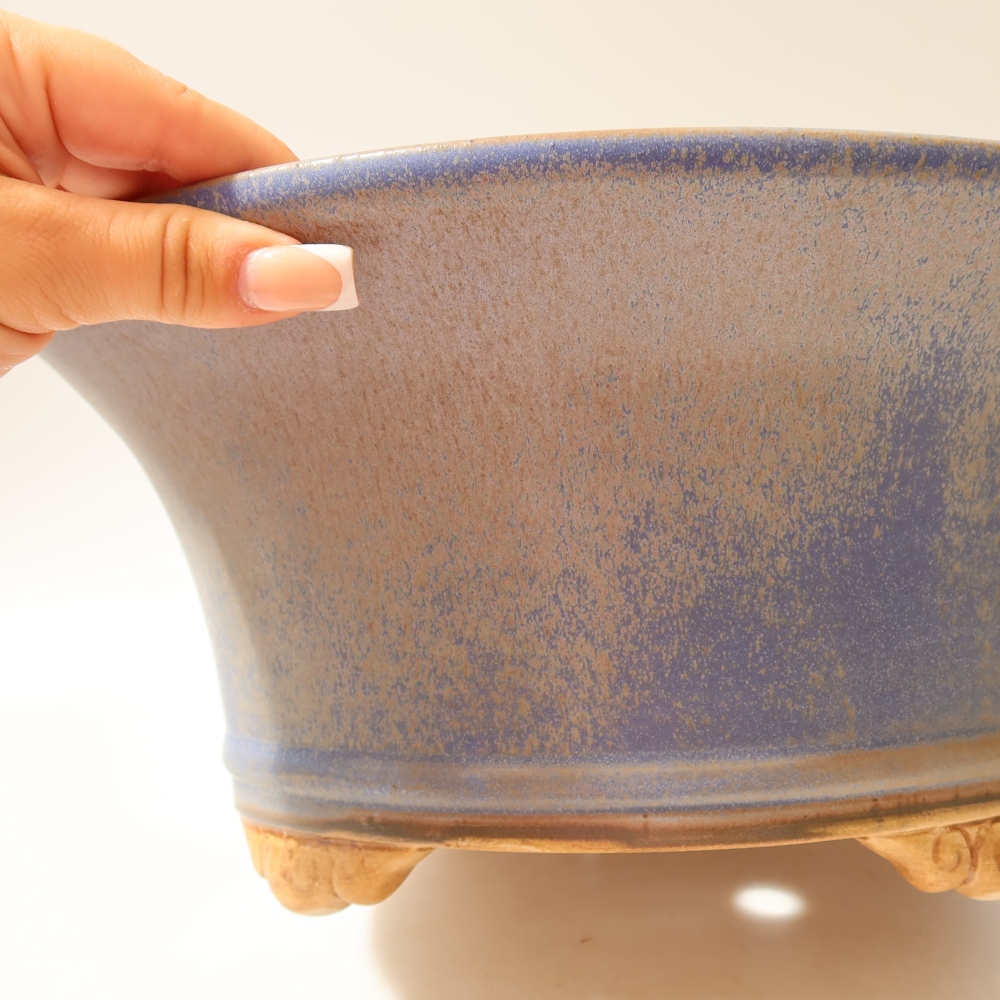 Ceramic bonsai pot, 32 x 32 x 14 cm, blue