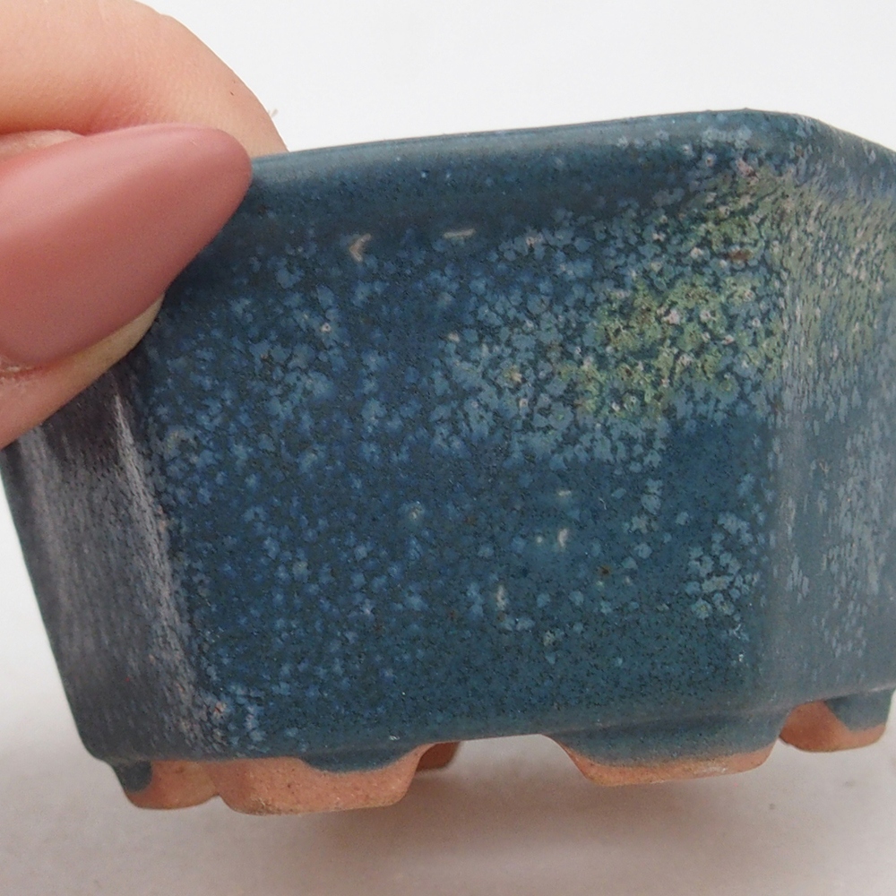 Ceramic bonsai bowl 7,5 x 7 x 4 cm, colour blue