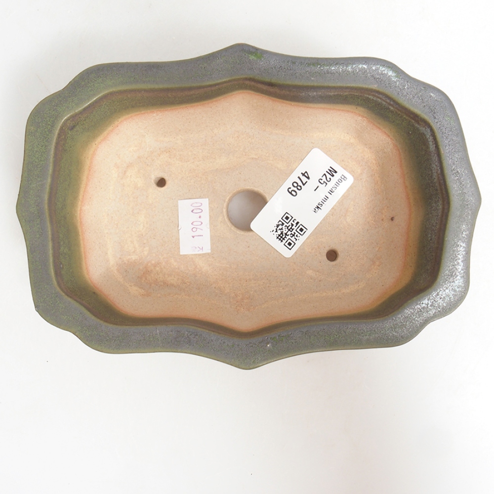 Ceramic bonsai bowl 15,5 x 11,5 x 4,5 cm, color green