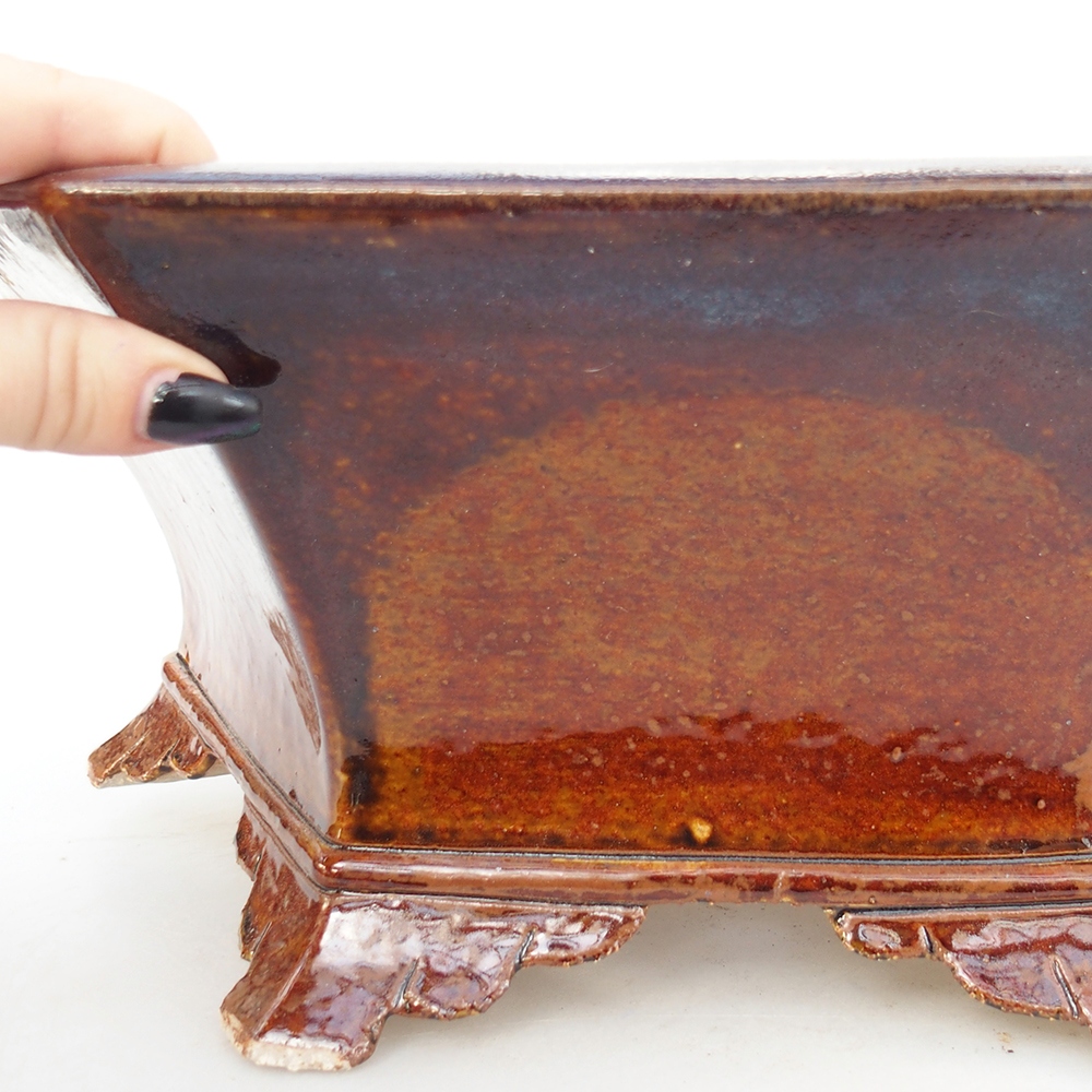 Ceramic bonsai bowl 36 x 31,5 x 14 cm, brown