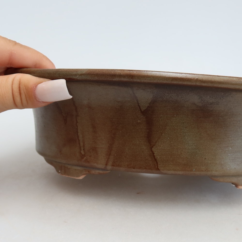 Ceramic bonsai pot, 22 x 17.5 x 6.5 cm, brown