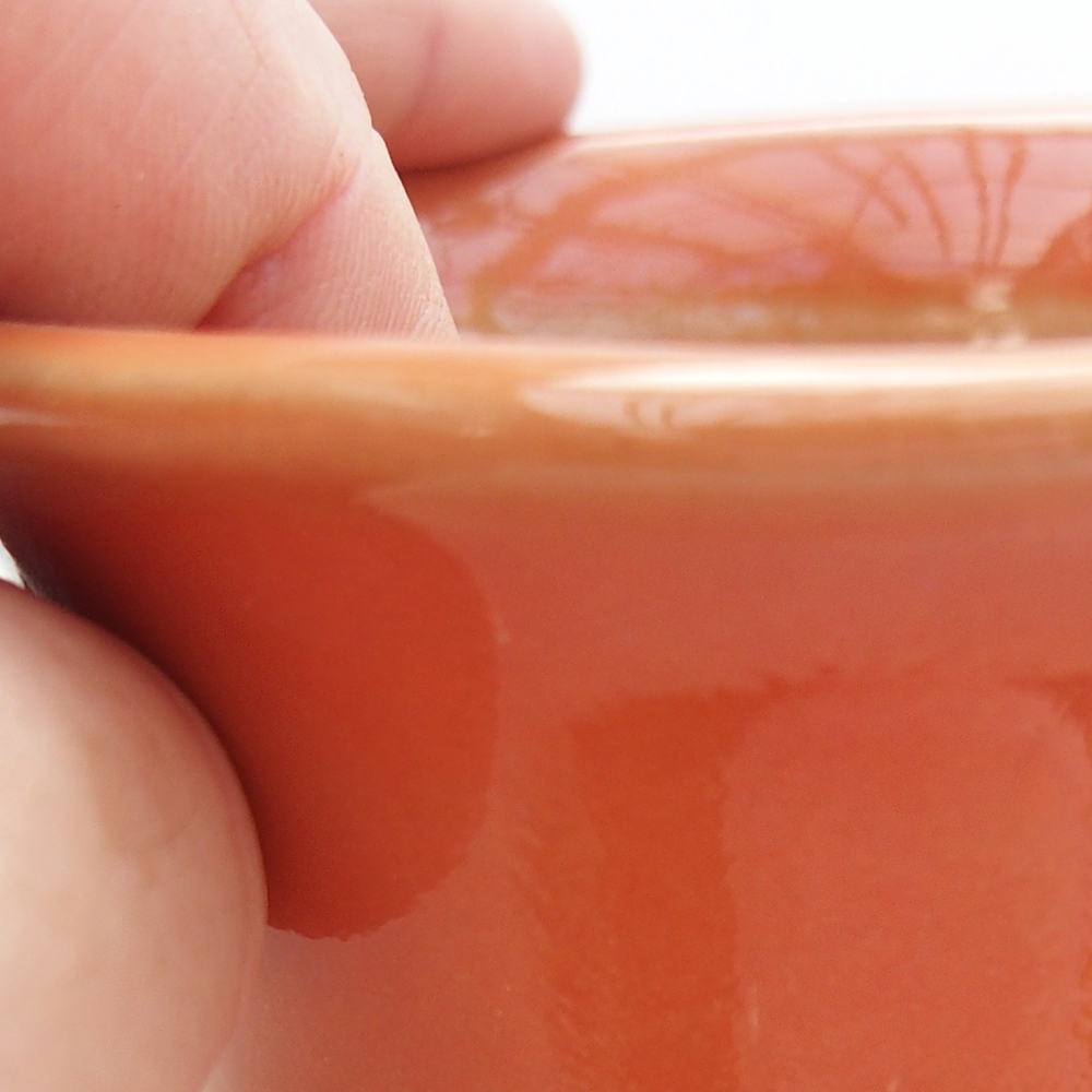 Ceramic bonsai bowl 9 x 9 x 5 cm, orange