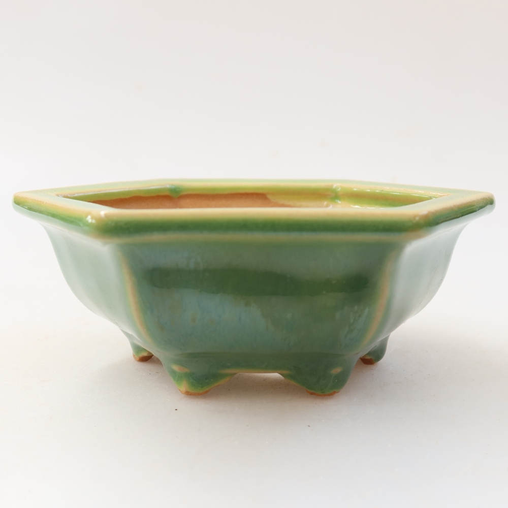 Ceramic bonsai bowl 12 x 10,5 x 4,5 cm, green