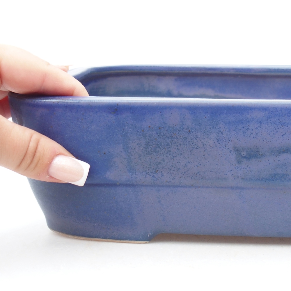 Ceramic bonsai bowl 27,5 x 20,5 x 7,5 cm, colour blue