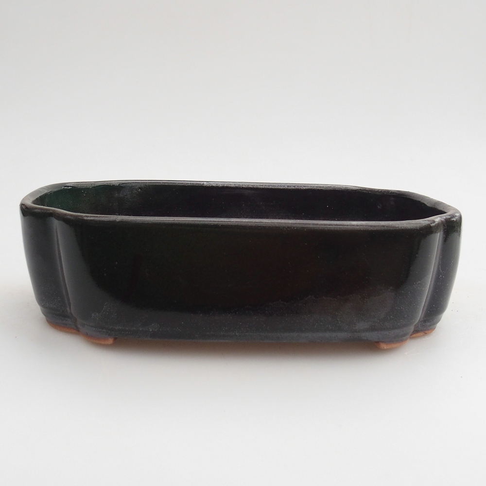 Ceramic bonsai bowl 18 x 13 x 5 cm, green