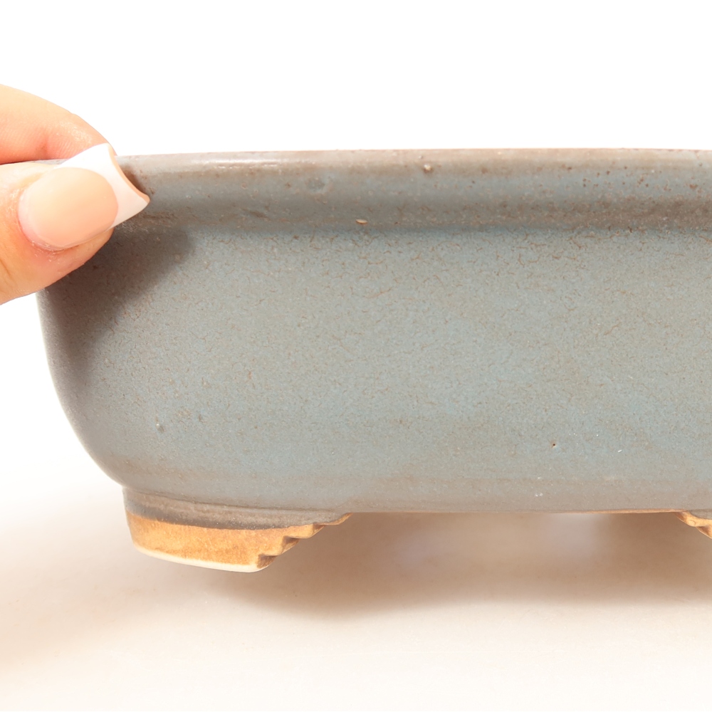 Ceramic bonsai pot, 20.5 x 16.5 x 7 cm, blue
