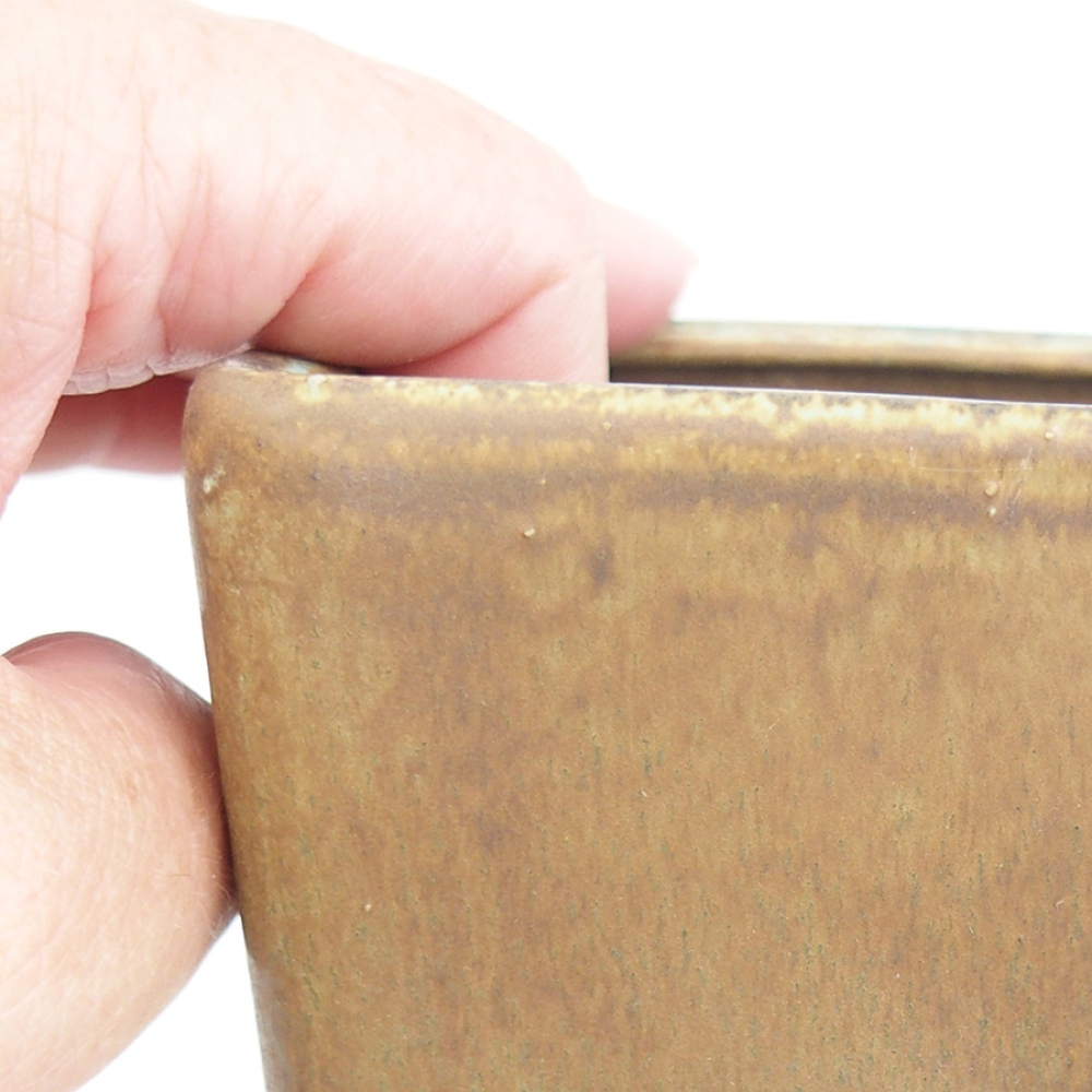 Ceramic bonsai bowl 10 x 10 x 12 cm, brown