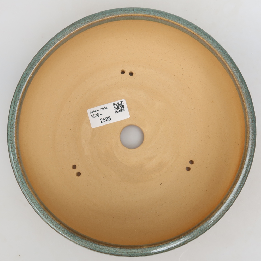 Ceramic bonsai pot, 21.5 x 21.5 x 7 cm, green