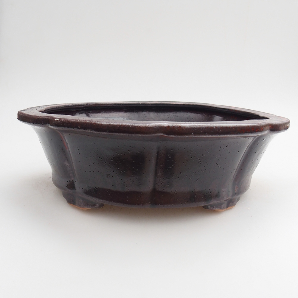 Ceramic bonsai bowl 26 x 26 x 8 cm, red-black