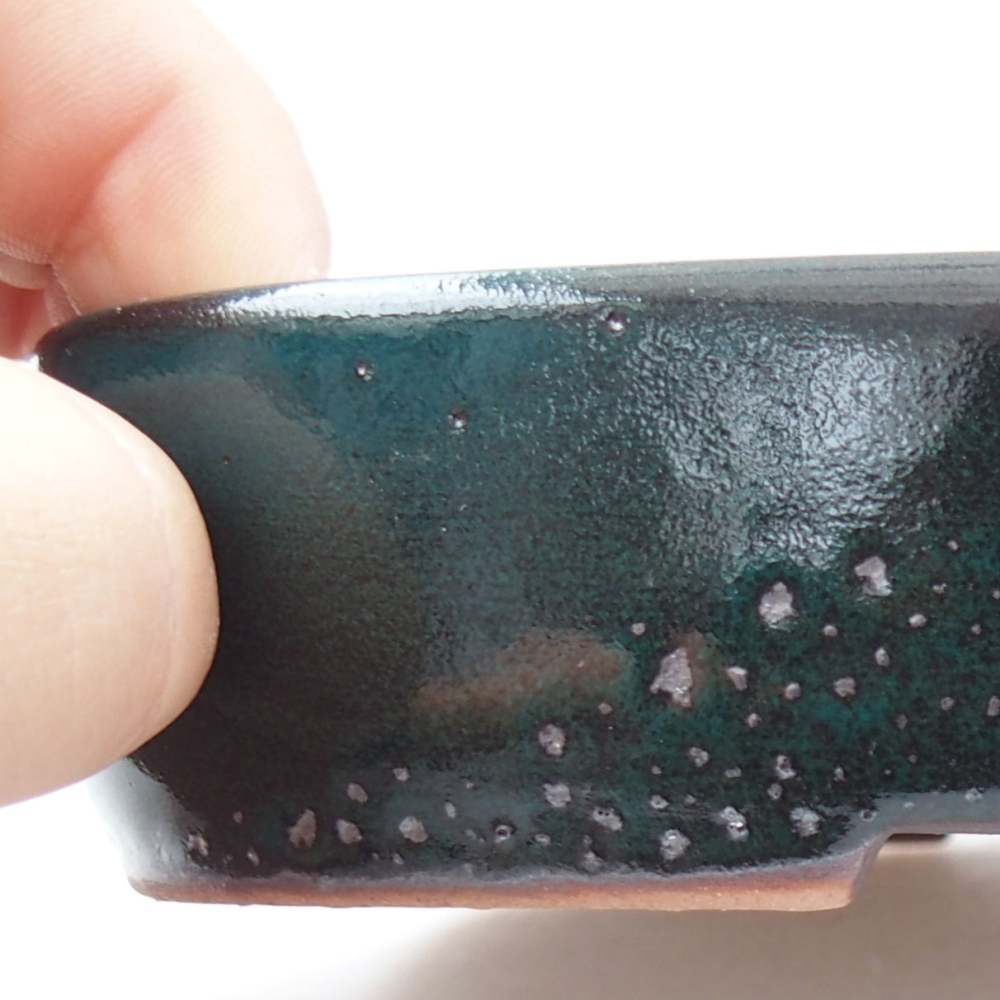 Ceramic bonsai bowl 16 x 11 x 3,5 cm, color green
