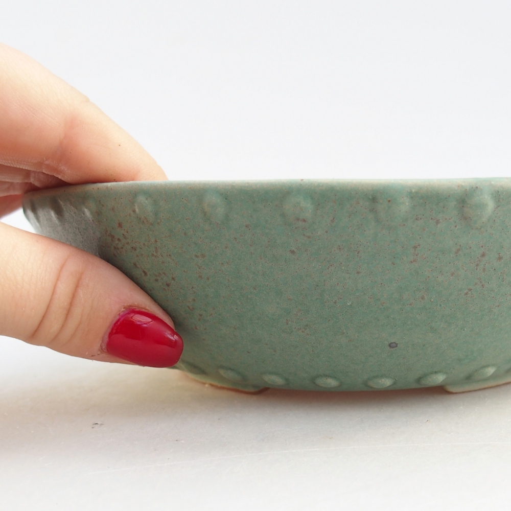 Ceramic bonsai bowl 17,5 x 17,5 x 5 cm, green