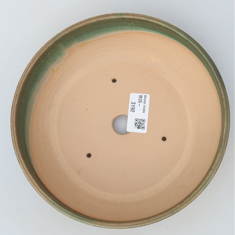 Ceramic bonsai pot, 19.5 x 19.5 x 5.5 cm, green