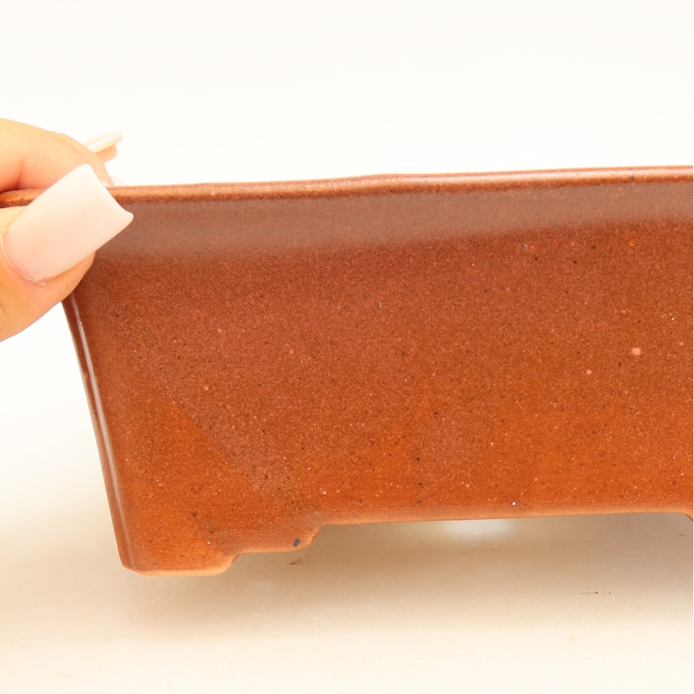 Ceramic bonsai pot, 18 x 14 x 7 cm, burgundy